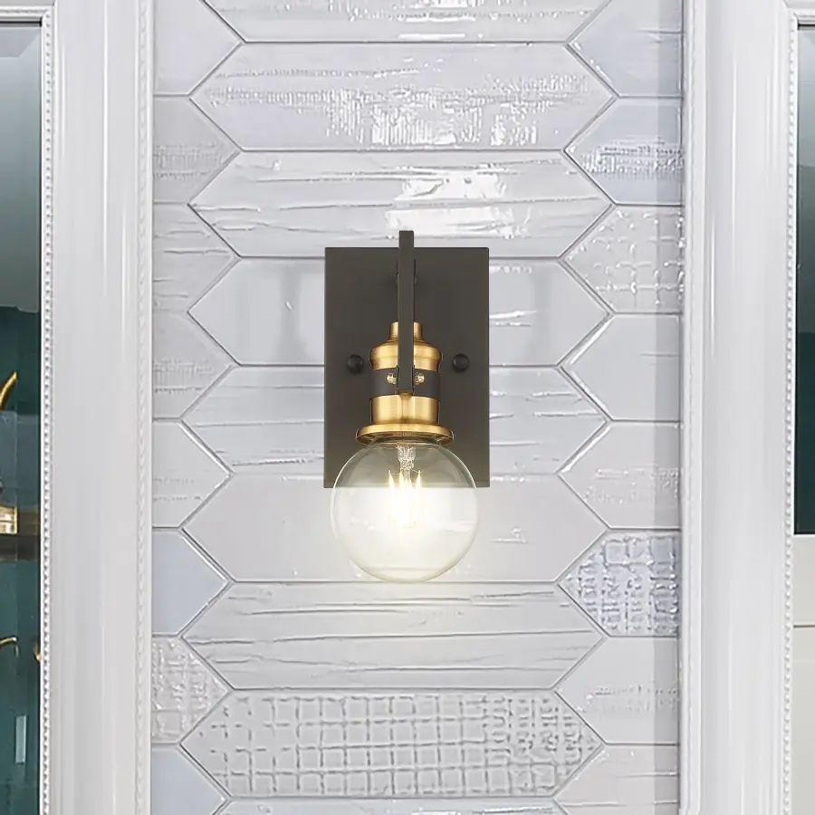 Intention 1-Light Vanity Wall Sconce in Warm Brass and Black - Image 10