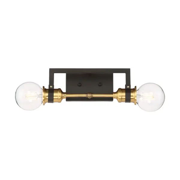 Intention 2-Light Vanity Light in Warm Brass and Black - Image 1