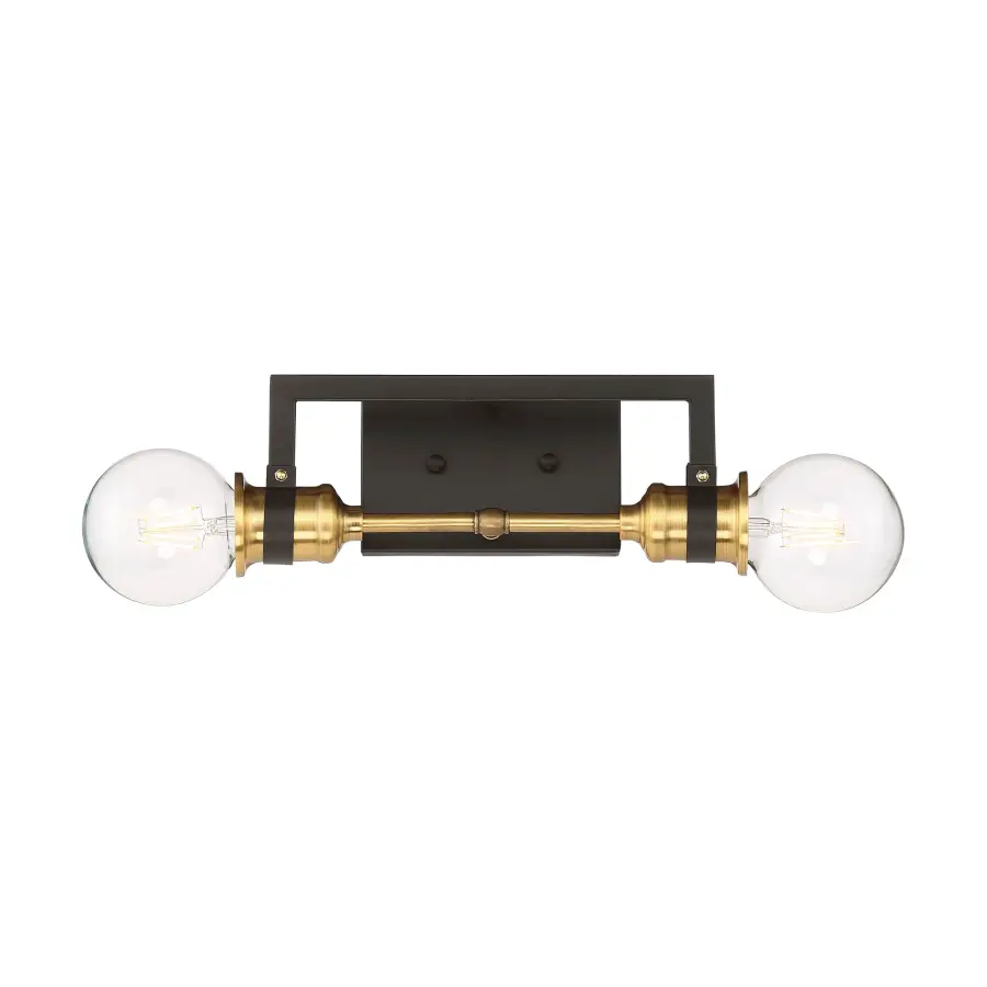 Intention 2-Light Vanity Light in Warm Brass and Black - Image 1