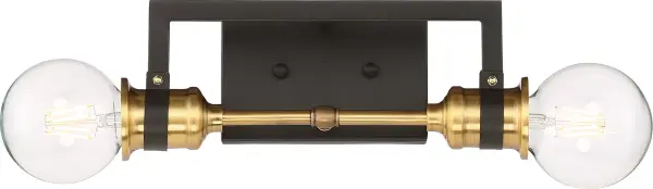 Intention 2-Light Vanity Light in Warm Brass and Black - Image 2