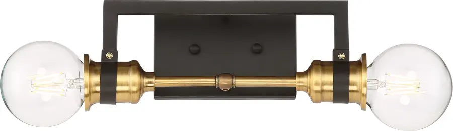 Intention 2-Light Vanity Light in Warm Brass and Black - Image 2