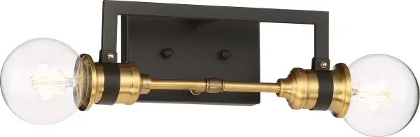 Intention 2-Light Vanity Light in Warm Brass and Black - Image 3