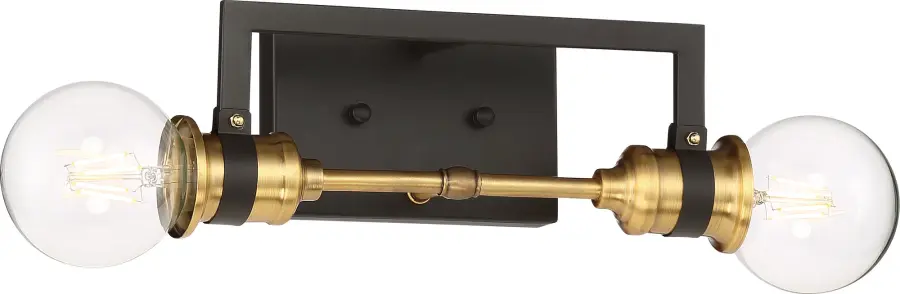Intention 2-Light Vanity Light in Warm Brass and Black - Image 3