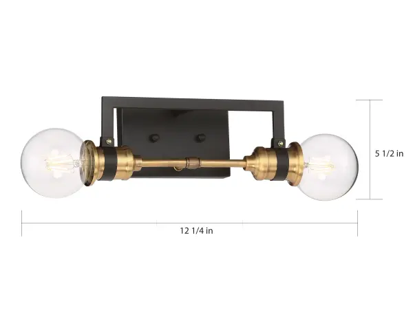 Intention 2-Light Vanity Light in Warm Brass and Black - Image 6