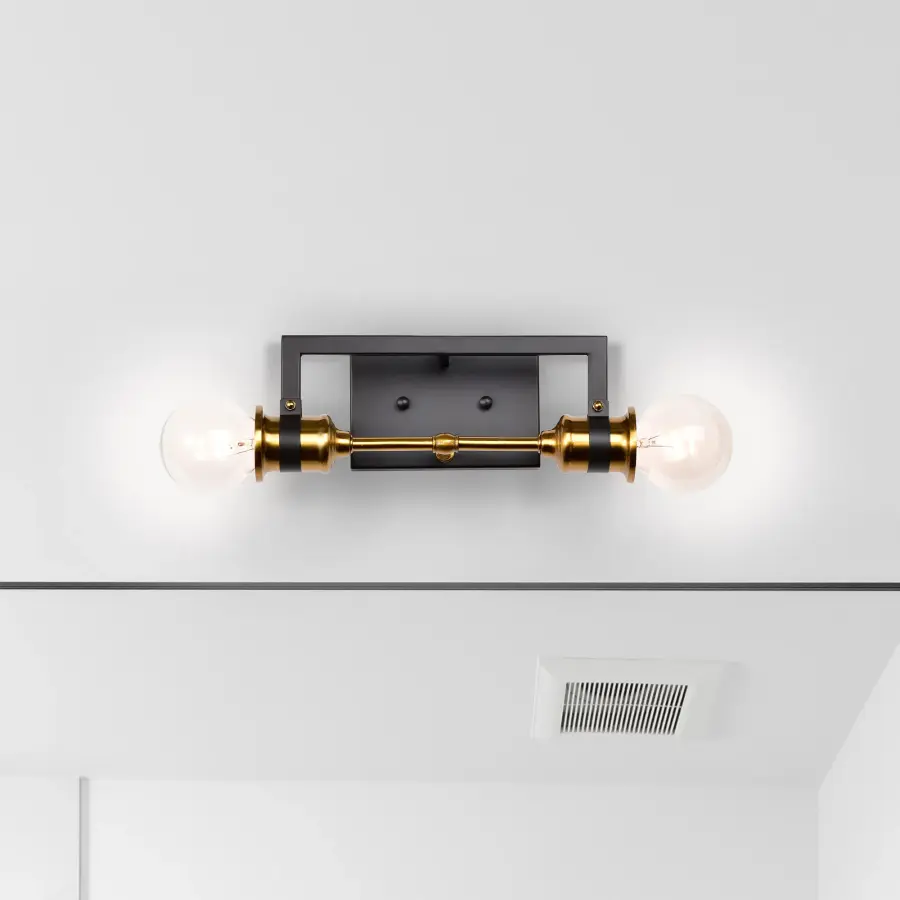 Intention 2-Light Vanity Light in Warm Brass and Black - Image 8
