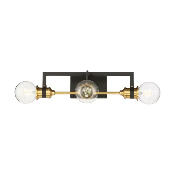Intention 3-Light Vanity Light in Warm Brass and Black - Image 1