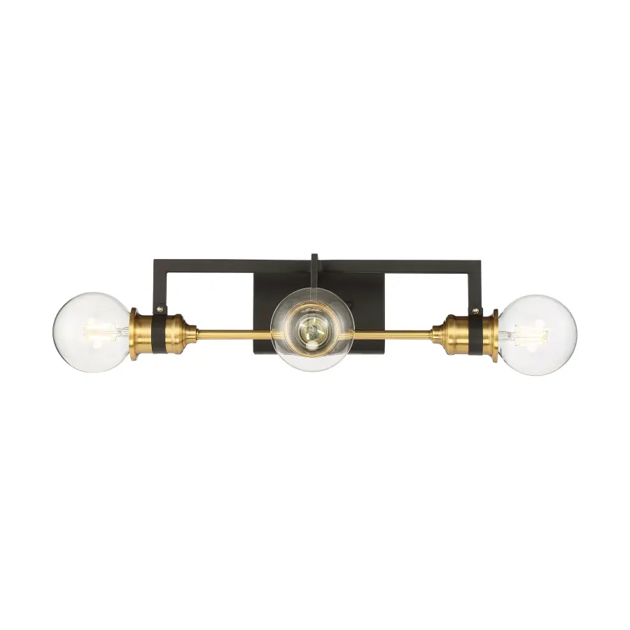 Intention 3-Light Vanity Light in Warm Brass and Black - Image 1