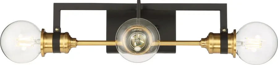 Intention 3-Light Vanity Light in Warm Brass and Black - Image 2