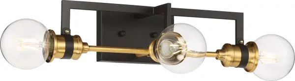 Intention 3-Light Vanity Light in Warm Brass and Black - Image 3