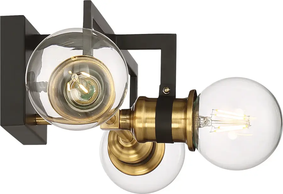 Intention 3-Light Vanity Light in Warm Brass and Black - Image 4