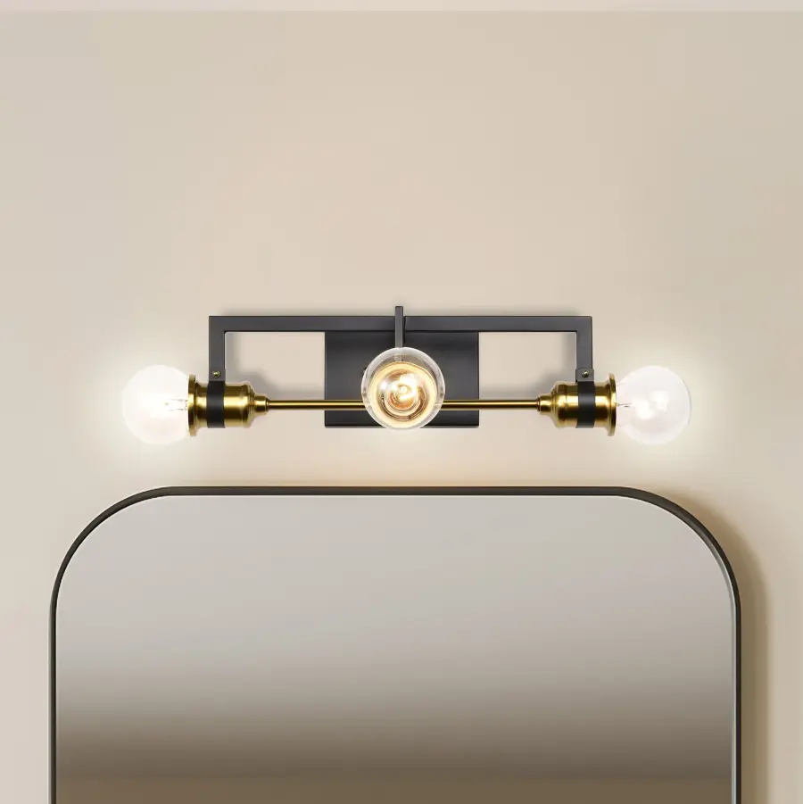 Intention 3-Light Vanity Light in Warm Brass and Black - Image 10