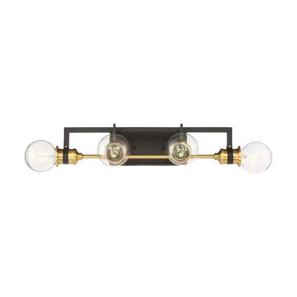 Intention 4-Light Vanity Light in Warm Brass and Black - Image 1