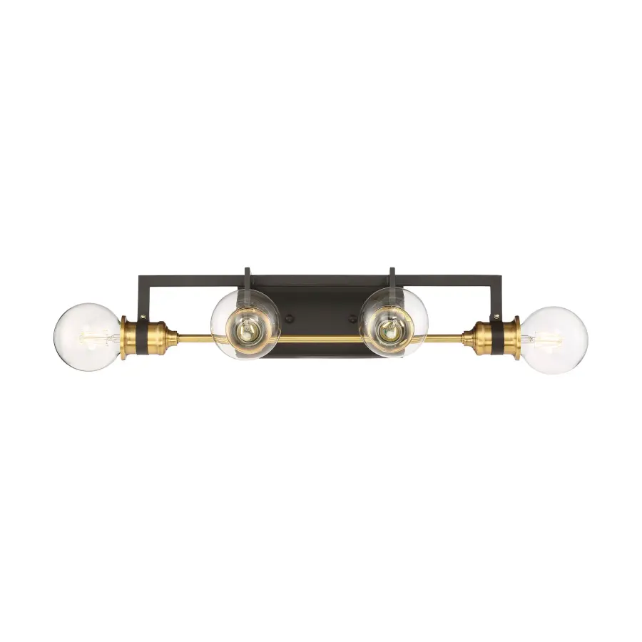Intention 4-Light Vanity Light in Warm Brass and Black - Image 1