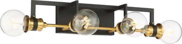 Intention 4-Light Vanity Light in Warm Brass and Black - Image 3