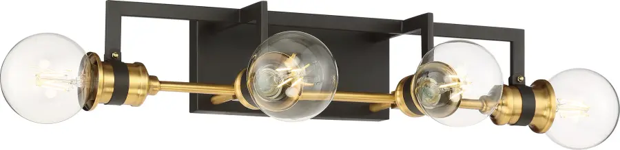 Intention 4-Light Vanity Light in Warm Brass and Black - Image 3