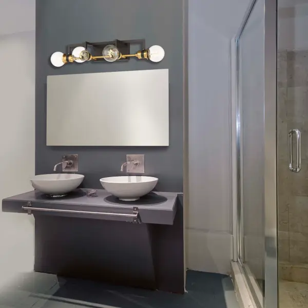 Intention 4-Light Vanity Light in Warm Brass and Black - Image 5