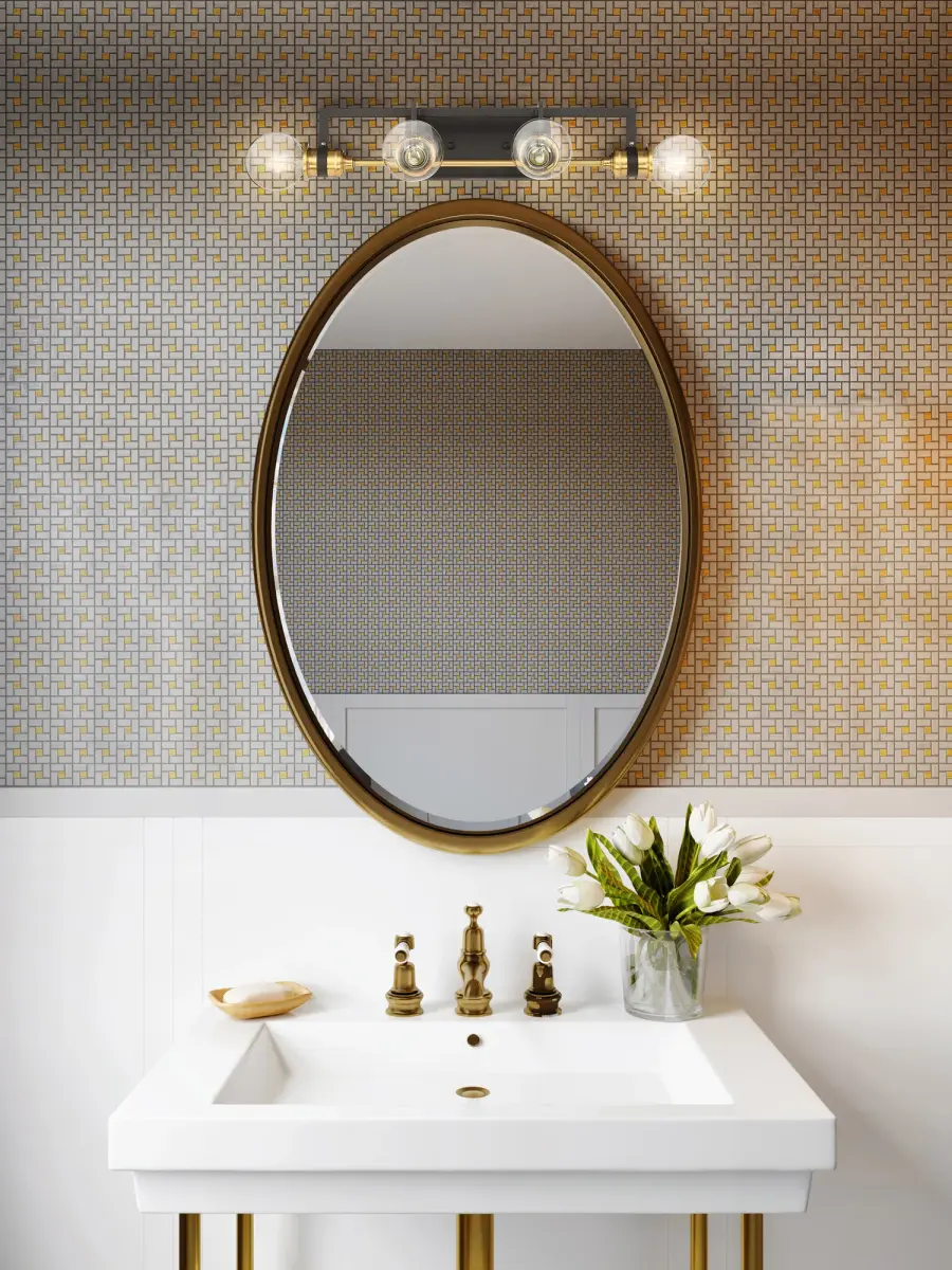 Intention 4-Light Vanity Light in Warm Brass and Black - Image 6
