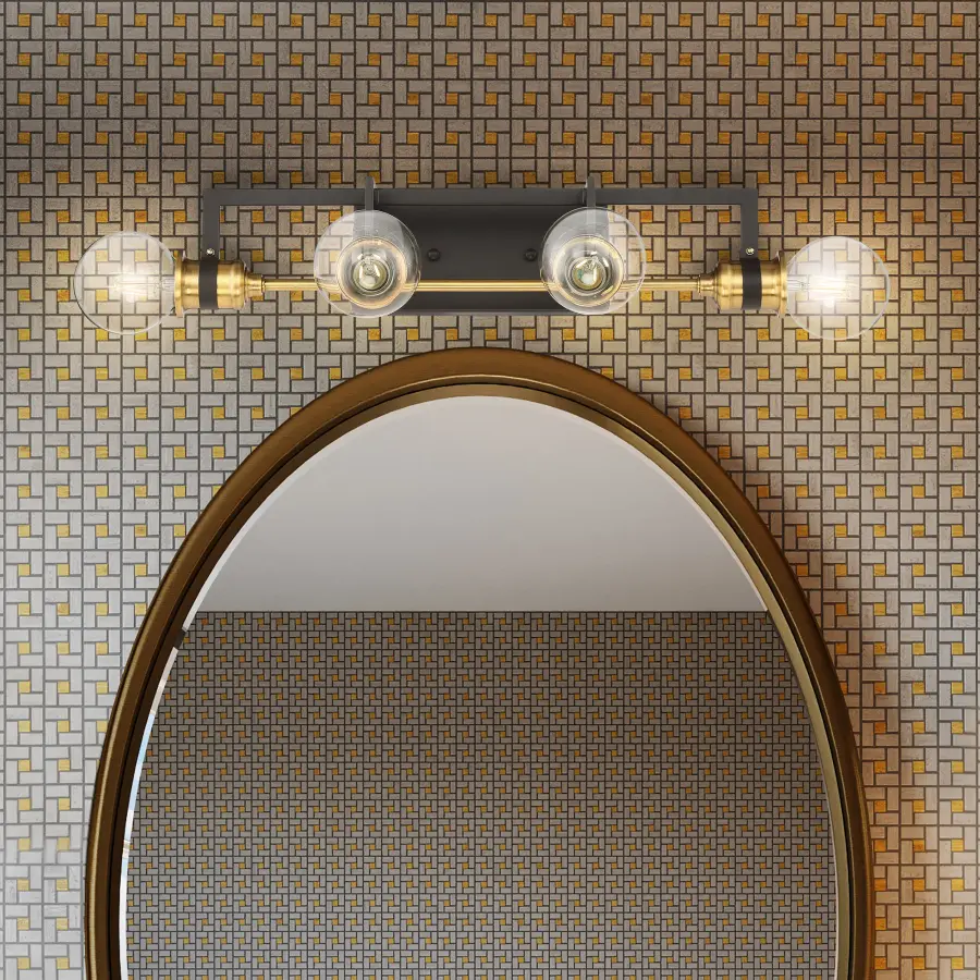 Intention 4-Light Vanity Light in Warm Brass and Black - Image 7