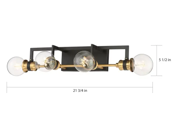 Intention 4-Light Vanity Light in Warm Brass and Black - Image 8
