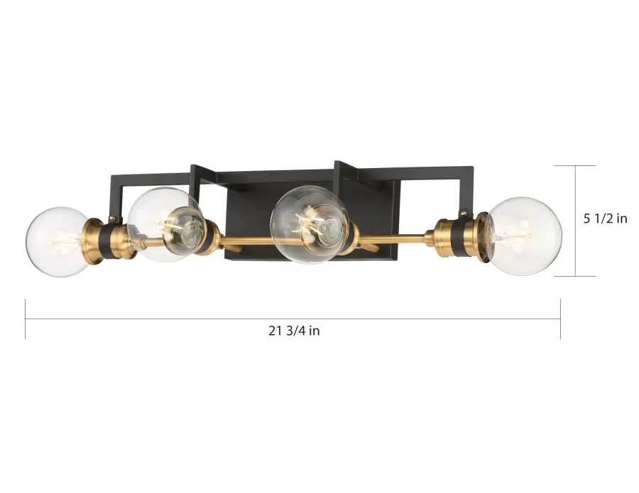 Intention 4-Light Vanity Light in Warm Brass and Black - Image 8