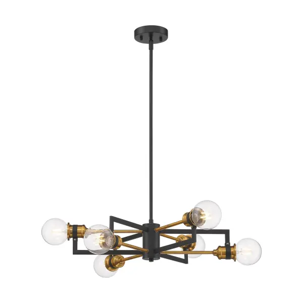 Intention 6-Light Chandelier in Warm Brass and Black - Image 1
