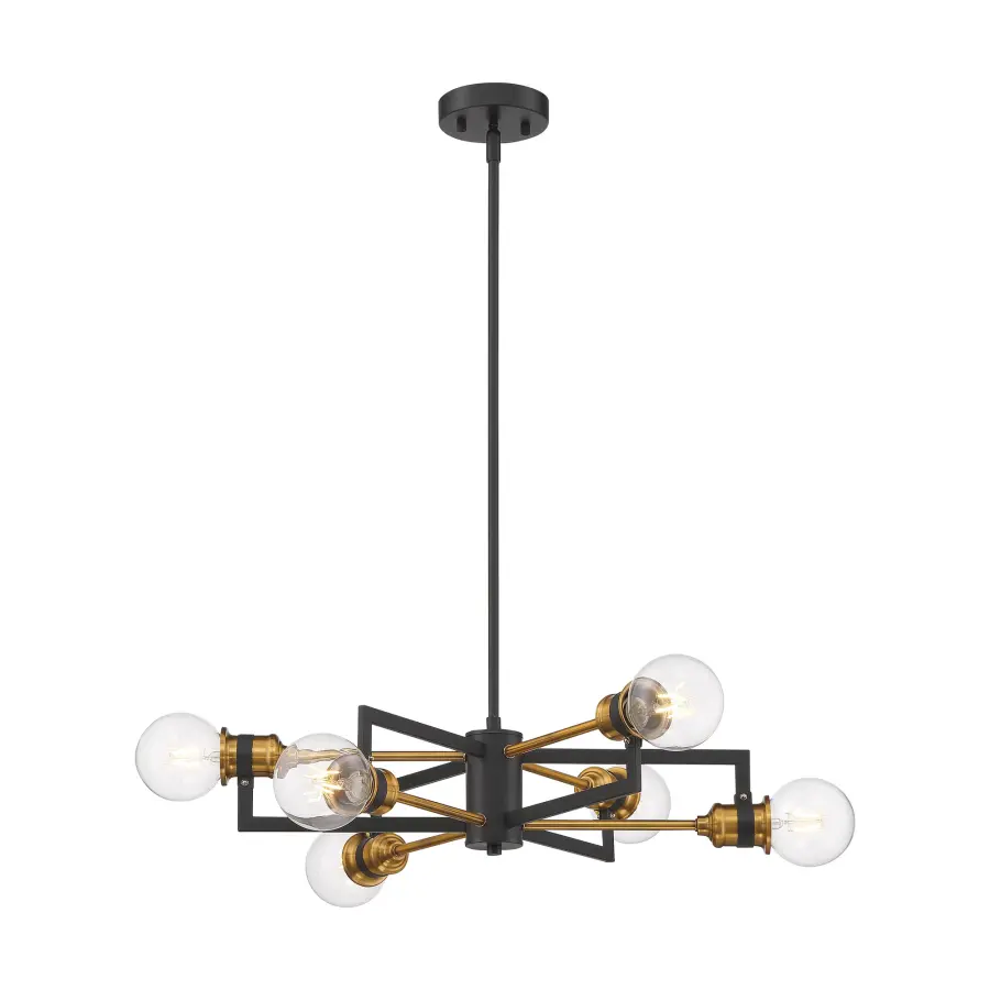 Intention 6-Light Chandelier in Warm Brass and Black - Image 1
