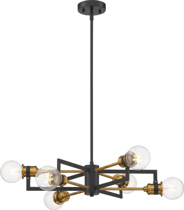 Intention 6-Light Chandelier in Warm Brass and Black - Image 2