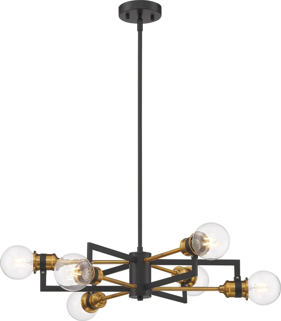 Intention 6-Light Chandelier in Warm Brass and Black - Image 2