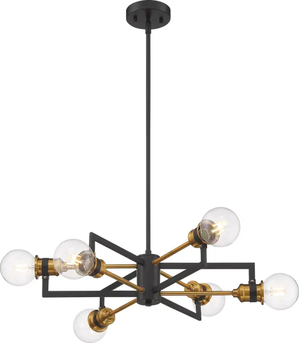 Intention 6-Light Chandelier in Warm Brass and Black - Image 3