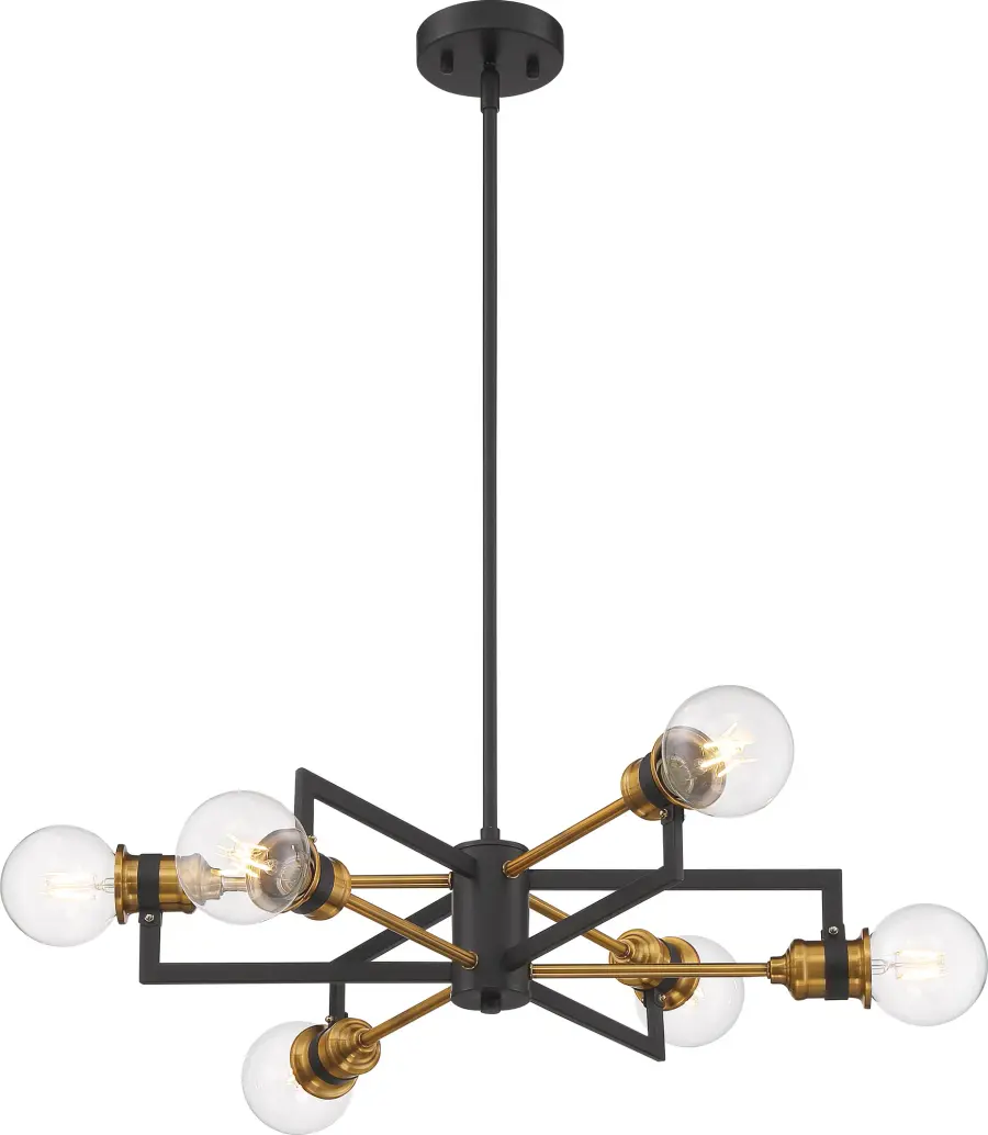 Intention 6-Light Chandelier in Warm Brass and Black - Image 3