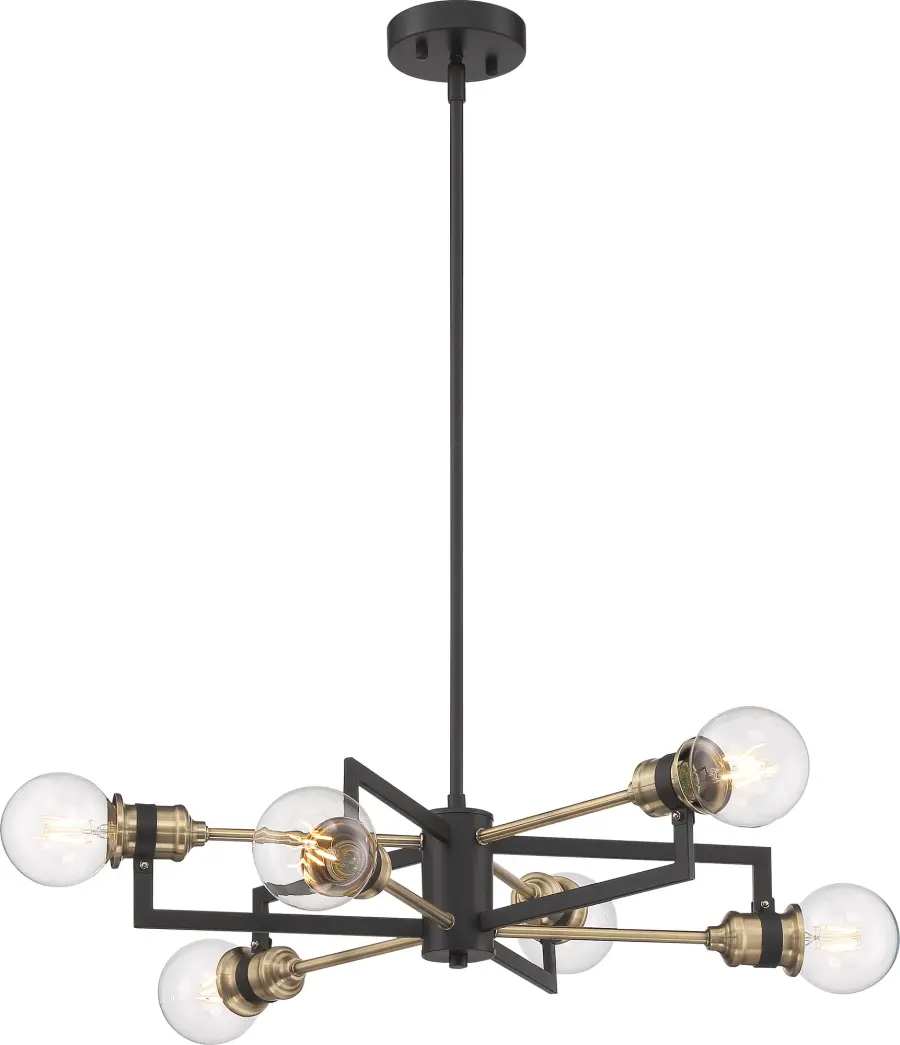 Intention 6-Light Chandelier in Warm Brass and Black - Image 4