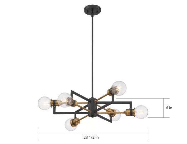 Intention 6-Light Chandelier in Warm Brass and Black - Image 6