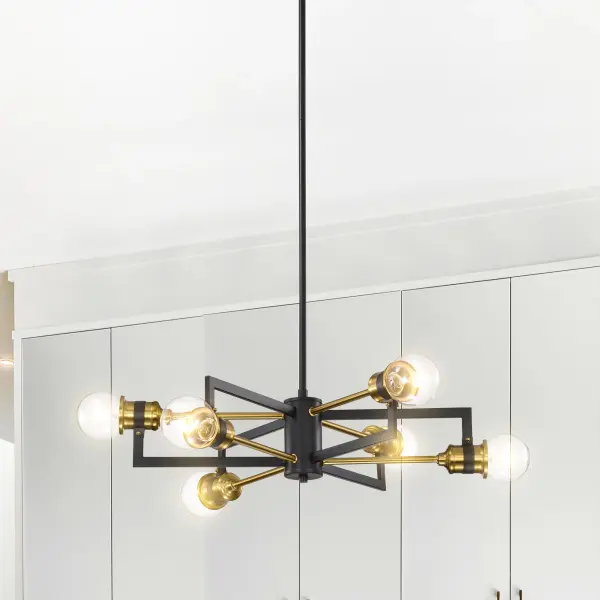 Intention 6-Light Chandelier in Warm Brass and Black - Image 8