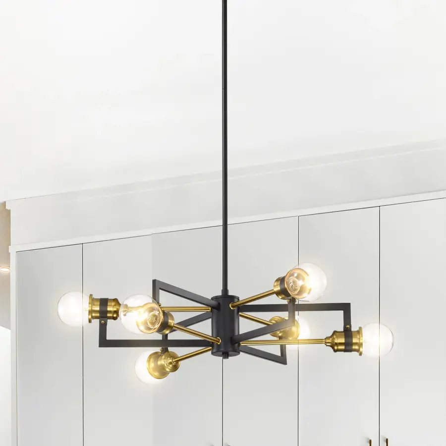 Intention 6-Light Chandelier in Warm Brass and Black - Image 8