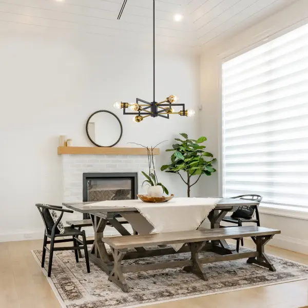 Intention 6-Light Chandelier in Warm Brass and Black - Image 9