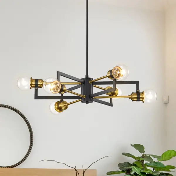 Intention 6-Light Chandelier in Warm Brass and Black - Image 10