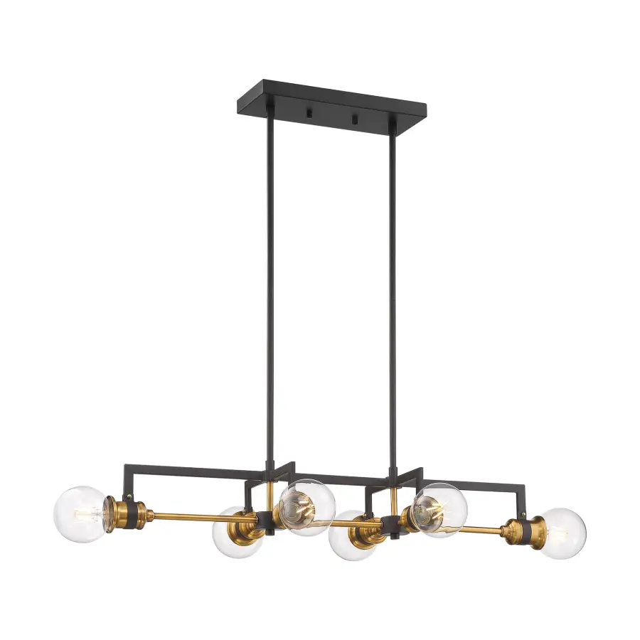 Intention 6-Light Island Pendant in Warm Brass and Black - Image 1
