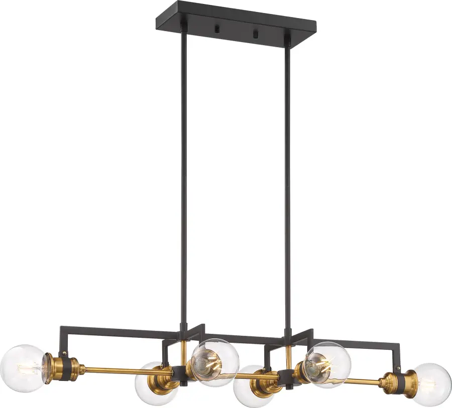 Intention 6-Light Island Pendant in Warm Brass and Black - Image 2