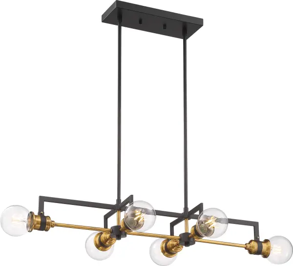Intention 6-Light Island Pendant in Warm Brass and Black - Image 3