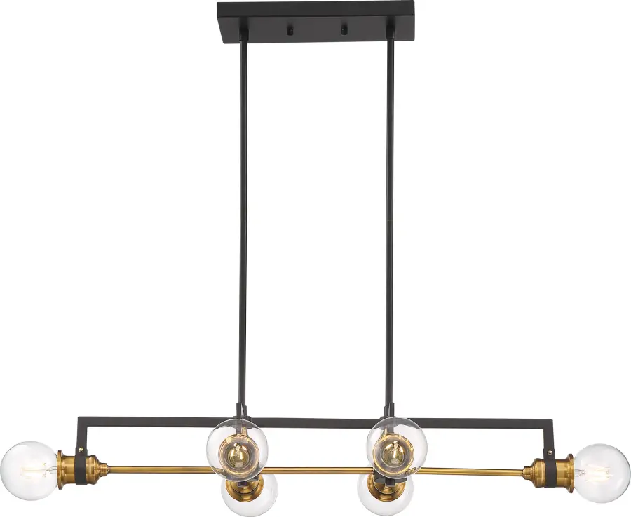 Intention 6-Light Island Pendant in Warm Brass and Black - Image 4