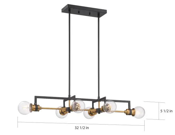 Intention 6-Light Island Pendant in Warm Brass and Black - Image 6