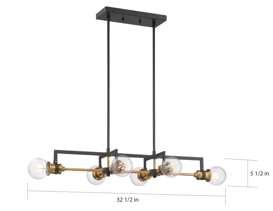 Intention 6-Light Island Pendant in Warm Brass and Black - Image 6