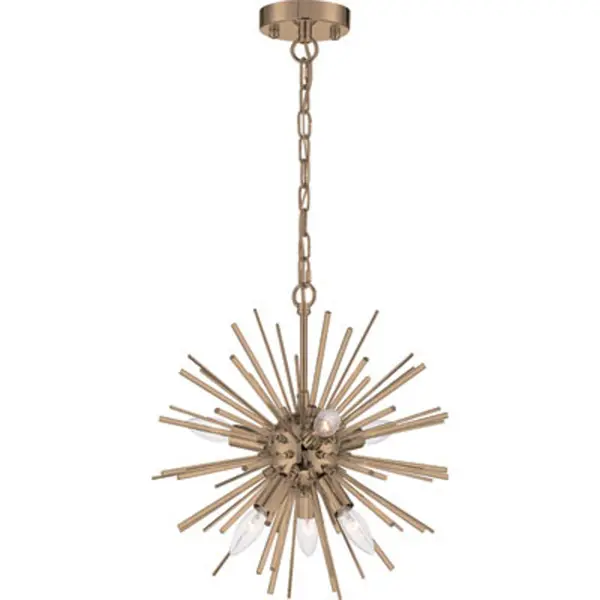 Elegant Contemporary Chandelier with Vintage Brass and Glass Rod Design - Image 2