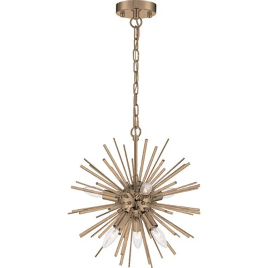 Elegant Contemporary Chandelier with Vintage Brass and Glass Rod Design - Image 2