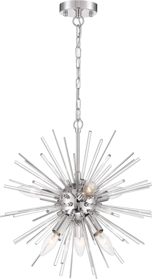 Elegant 8-Light Chandelier with Polished Nickel and Glass Rod Design - Image 1