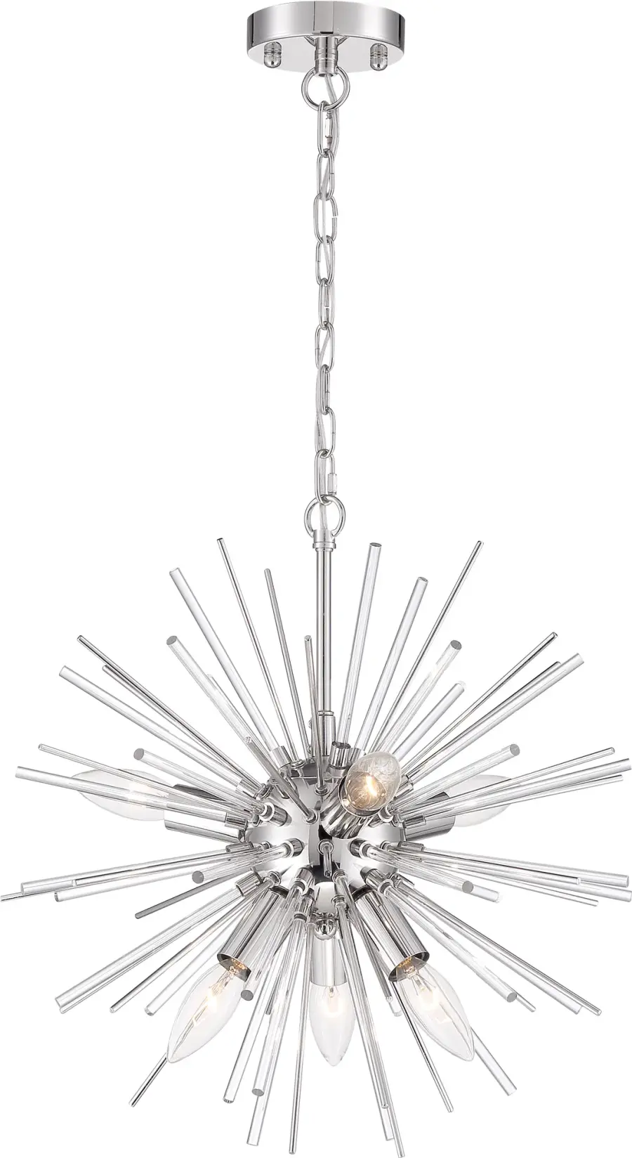Elegant 8-Light Chandelier with Polished Nickel and Glass Rod Design - Image 1