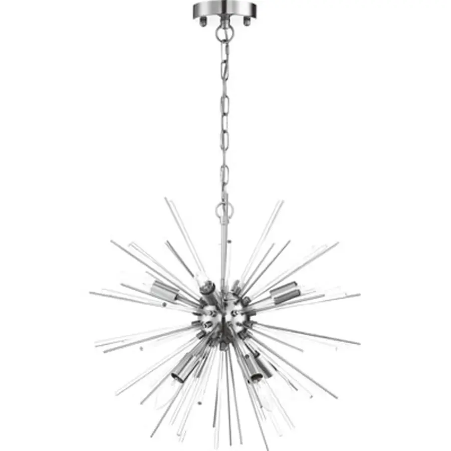 Elegant 8-Light Chandelier with Polished Nickel and Glass Rod Design - Image 2