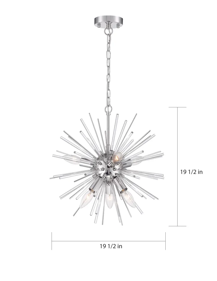 Elegant 8-Light Chandelier with Polished Nickel and Glass Rod Design - Image 4
