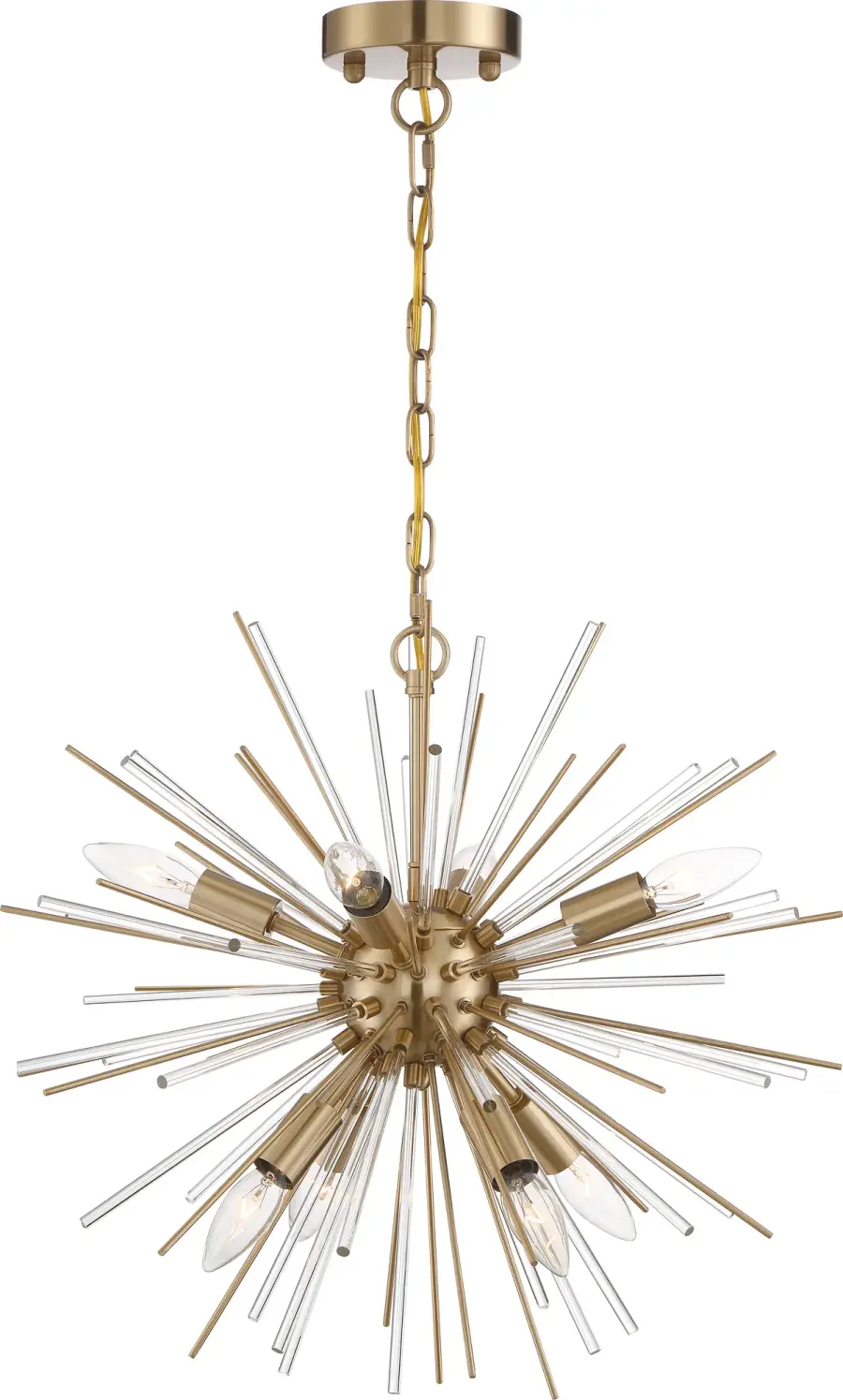 Space Age Elegance: Striking Starburst Design with Vintage Brass & Glass - Image 1