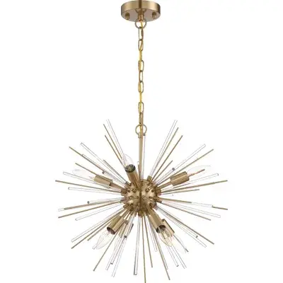 Space Age Elegance: Striking Starburst Design with Vintage Brass & Glass - Image 3